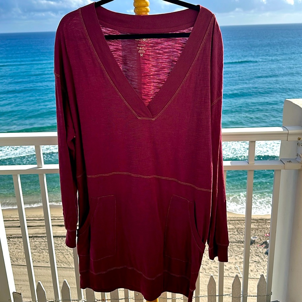 NATURAL LIFE Deep Red Long Sleeve Dress